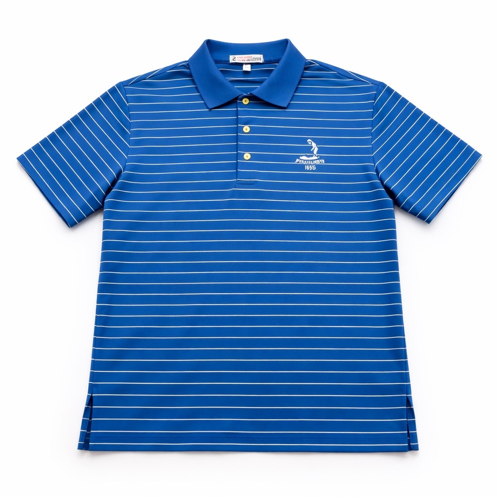 Peter Millar Blue Polo with White Stripes